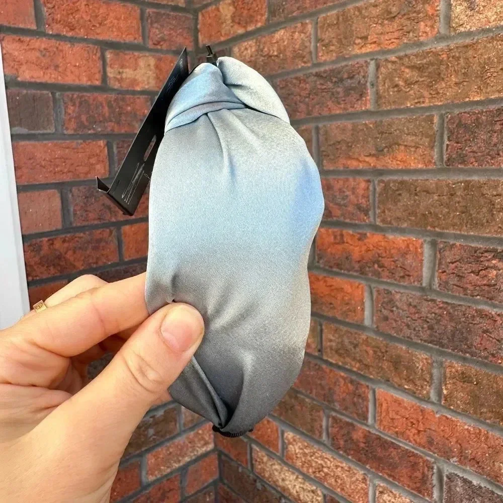 Knotted Satin Gray Bluish Headband, Brand New with tags💙